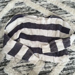 Free People Striped Cotton wide neck sweatshirt